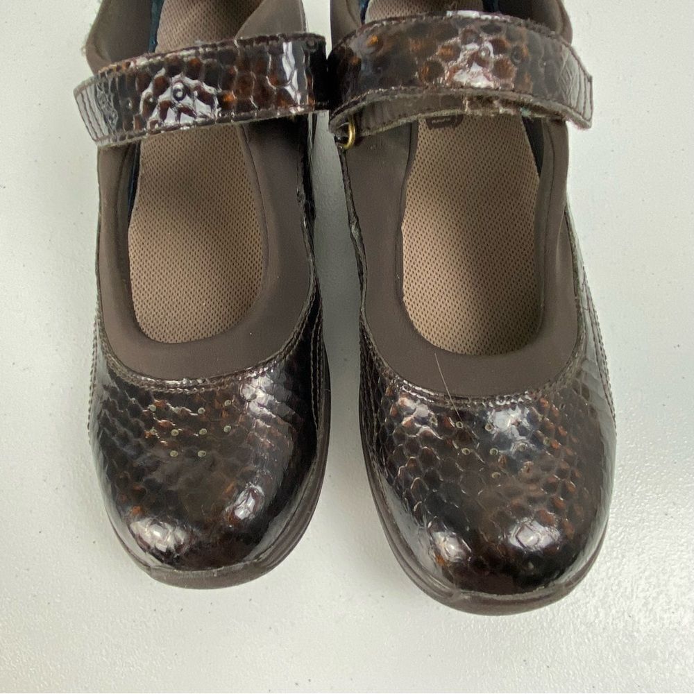 Drew Rose Womens Brown Snake‎ Print Leather Mary Jane Loafer Shoes Academia Sz 8 - Picture 8 of 12